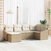 vidaXL Trädgårdsmöbelset med kudde med lagring 6 pcs Beige, Kräm