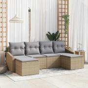 vidaXL Trädgårdsmöbelset med kudde med lagring 6 pcs Beige, ljusgrå