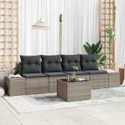 vidaXL Trädgårdsoffset med kudde med lagring 5 pcs Grå 55 x 55 x 37 cm
