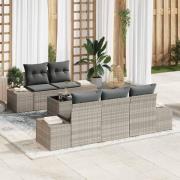 vidaXL Trädgårdsoffset med kudde Manuell 6 pcs Ljusgrå 55 x 55 x 37 cm