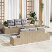 vidaXL Trädgårdsoffset med kudde 7 pcs Beige, grå 55 x 55 x 37 cm