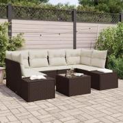 vidaXL Trädgårdsoffset Manuell 7 pcs Brun, krämfärgad 55 x 55 x 37 cm