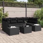 vidaXL Trädgårdsoffset med kudde Manuell 7 pcs Svart 55 x 55 x 37 cm