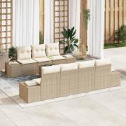 vidaXL Trädgårdsoffset med kudde 8 pcs Beige, Kräm 55 x 55 x 37 cm