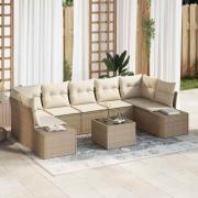 vidaXL Trädgårdsoffset 8 pcs Beige och gräddfärgad 55 x 55 x 37 cm