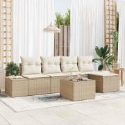 vidaXL Trädgårdsoffset med kudde 6 pcs Beige och gräddfärgad