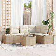 vidaXL Trädgårdsoffset med kudde med lagring 5 pcs Beige, Kräm