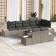 vidaXL Trädgårdsoffset 9 pcs Grå 319 x 154 x 85 cm Poly rattan