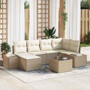 vidaXL Trädgårdsoffset 7 pcs beige och gräddvit 264 x 154 x 85 cm