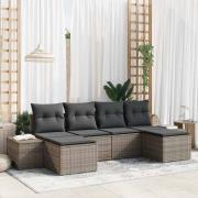 vidaXL Trädgårdsoffset 6 pcs Grå 184 x 62 x 85 cm Poly rattan