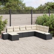 vidaXL Trädgårdsoffset 8 pcs Svart och gräddvit 319 x 209 x 85 cm