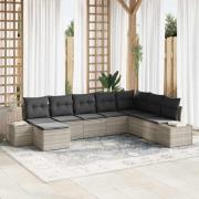 vidaXL Trädgårdsoffset 8 pcs Ljusgrå 319 x 209 x 85 cm Poly rattan