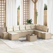 vidaXL Trädgårdsoffset 9 pcs beige och gräddvit 319 x 209 x 85 cm