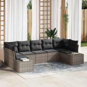 vidaXL Trädgårdsoffset 7 pcs Grå 289 x 154 x 85 cm Poly rattan
