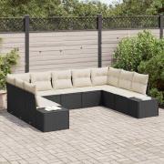 vidaXL Trädgårdsoffset 9 pcs Svart och gräddvit 289 x 209 x 85 cm