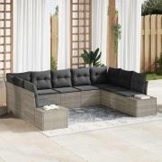vidaXL Trädgårdsoffset 9 pcs Ljusgrå 289 x 209 x 85 cm Poly rattan