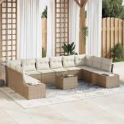vidaXL Trädgårdsoffset 11 pcs beige och gräddvit 344 x 209 x 85 cm
