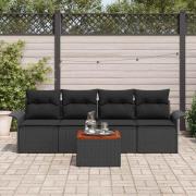 vidaXL Trädgårdsoffset med kudde med kudde 5 pcs Svart 55 x 55 x 37 cm