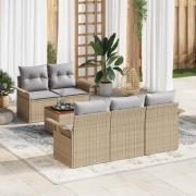 vidaXL Trädgårdsoffset med kudde 6 pcs Beige, ljusgrå 55 x 55 x 37 cm