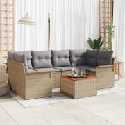 vidaXL Trädgårdsoffset med kudde 7 pcs Beige, ljusgrå 55 x 55 x 37 cm