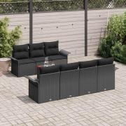 vidaXL Trädgårdsoffset med kudde med kudde 8 pcs Svart 55 x 55 x 37 cm