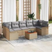 vidaXL Trädgårdsoffset med kudde 8 pcs Beige, ljusgrå 55 x 55 x 37 cm