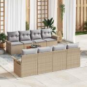vidaXL Trädgårdsoffset med kudde 7 pcs Beige, ljusgrå 55 x 55 x 37 cm