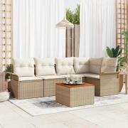 vidaXL Trädgårdsoffset med kudde 6 pcs Beige, Kräm 55 x 55 x 37 cm