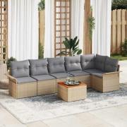 vidaXL Trädgårdsoffset 7 pcs Beige och Ljusgrå 55 x 55 x 37 cm