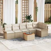 vidaXL Trädgårdsoffset med kudde 7 pcs Beige, Kräm 55 x 55 x 37 cm