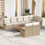 vidaXL Trädgårdsoffset med kudde 9 pcs Beige, Kräm 55 x 55 x 37 cm