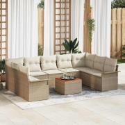 vidaXL Trädgårdsoffset 10 pcs Beige och gräddfärgad 55 x 55 x 37 cm