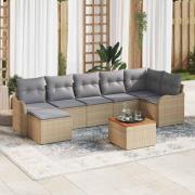 vidaXL Trädgårdsoffset 8 pcs Beige, ljusgrå