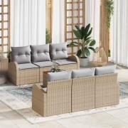 vidaXL Trädgårdsoffset 7 pcs Beige, ljusgrå