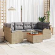 vidaXL Trädgårdsoffset 7 pcs Beige, ljusgrå