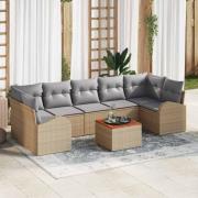 vidaXL Trädgårdsoffset 8 pcs Beige, ljusgrå