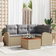 vidaXL Trädgårdsoffset 5 pcs Beige, ljusgrå