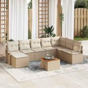 vidaXL Trädgårdsoffset 9 pcs Beige, vit