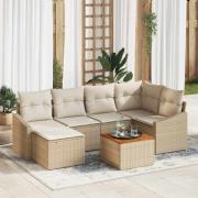 vidaXL Trädgårdsoffset 7 pcs Beige och gräddfärgad konstrotting