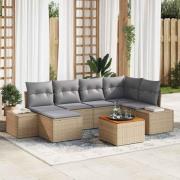vidaXL Trädgårdsoffset 7 pcs Beige, ljusgrå