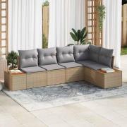 vidaXL Trädgårdsoffset 5 pcs beige och ljusgrå 264 x 154 x 85 cm