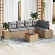 vidaXL Trädgårdsoffset 6 pcs beige och ljusgrå 264 x 154 x 85 cm