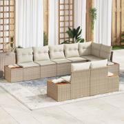 vidaXL Trädgårdsoffset 8 pcs beige och gräddvit 319 x 154 x 85 cm