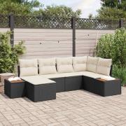 vidaXL Trädgårdsoffset 6 pcs Svart och gräddvit 264 x 154 x 85 cm