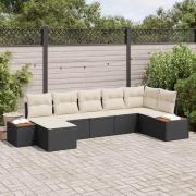 vidaXL Trädgårdsoffset 7 pcs Svart och gräddvit 319 x 154 x 85 cm