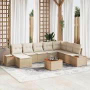 vidaXL Trädgårdsoffset 9 pcs beige och gräddvit 319 x 209 x 85 cm