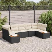 vidaXL Trädgårdsoffset 7 pcs Svart och gräddvit 289 x 154 x 85 cm