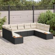 vidaXL Trädgårdsoffset 5 pcs Svart och gräddvit 289 x 209 x 85 cm