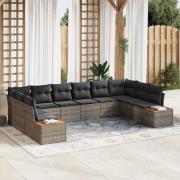 vidaXL Trädgårdsoffset 10 pcs Grå 344 x 209 x 85 cm Poly rattan