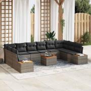vidaXL Trädgårdsoffset 11 pcs Grå 344 x 209 x 85 cm Poly rattan
